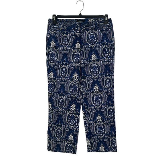 Talbots Womens Blue Paisley Print Capri Pants Size 4 Cotton/Spandex Blend - Picture 5 of 13